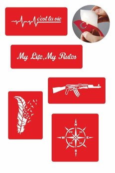 Airbrush Tattoo Şanslı Dövmeler 5 Adet Geçici Dövme Kına Şablonu