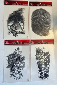 Airbrush Tattoo Büyük Boy Yapıştırma Dövme Geçici Dövme Seti 4 Adet Birden Model 13