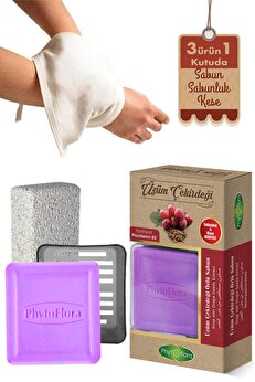 Phytoflora Üzüm Çekirdeği Sabunu Ve Banyo Kesesi, Katı Sabunluk