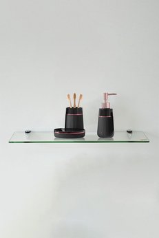 Bubizde Cam Etejer Rafı - Cam Raf - Banyo Rafı - Duvar Rafı - Mutfak Rafı 12x50cm Temperli Şeffaf Cam