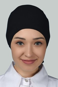 Altobeh Kadın Pratik Bağcıklı Tesettür Penye Bone Siyah