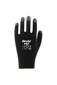 Beybi Pn7 Siyah Polyester Örme Nitril Işçi Eldiveni 12 Çift 10 Numara