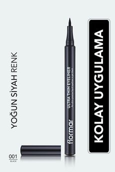 Flormar Ultra Ince Uçlu Eyeliner - Ultra Thin Eyeliner - 001 Black - 8690604478491