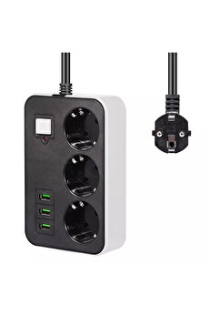 Go İthalat 3 Usb Li̇ 3 Lü 1.8 M Akım Korumalı Pri̇z (4744)
