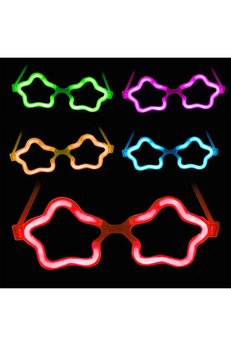 Evimdeyokyok Yıldız Glow Gözlük - Yıldız Şekilli Glow Stick Gözlüğü - Glow Partisi Gözlük 12 Adet