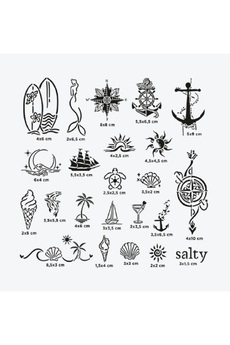 Airbrush Tattoo Sea Vibes City Pack Geçici Dövme Şablon Seti 23 Desen Spreysiz Sadece Şablon