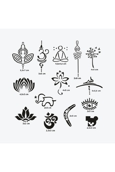 Airbrush Tattoo Goa City Pack Geçici Dövme Şablon Seti 14 Desen Spreysiz Sadece Şablon