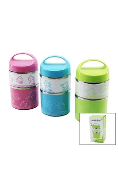 Go İthalat Sabi̇t Kulplu - Resi̇mli̇ - Renkli̇ 2Li̇ Sefer Tası - Saklama Kabı 930Ml (4457)