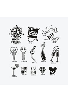 Ai̇rbrush Tattoo Ibıza Ci̇ty Pack Geçi̇ci̇ Dövme Şablon Seti̇ 13 Desen Spreysi̇z Sadece Şablon