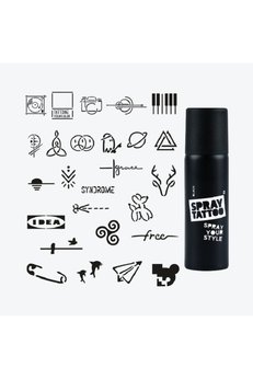 Airbrush Tattoo Stockholm City Pack Spray Tattoo Geçici Dövme Seti 26 Desen 1 Siyah Sprey