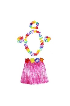 Go İthalat Luau Aloha Hawai̇i̇ Kolye Etek Taç Ve Bi̇lekli̇k Seti̇ Pembe (4457)