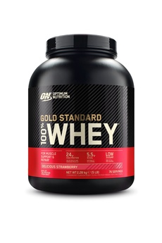 ON Optimum Nutrition 100% Whey Gold Standard Çilek Aromalı 2.28kg 76 Servis Yüksek Protein Tozu Kas Gelişimi