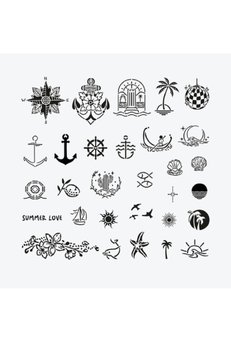 Airbrush Tattoo Bodrum City Pack Geçici Dövme Şablon Seti 30 Desen Spreysiz Sadece Şablon