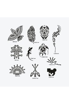 Airbrush Tattoo Tulum City Pack Geçici Dövme Şablon Seti 10 Desen Spreysiz Sadece Şablon