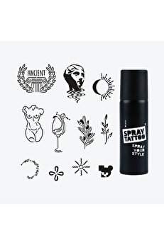 Ai̇rbrush Tattoo Ephesus Ci̇ty Pack Spray Tattoo Geçi̇ci̇ Dövme Seti̇ 11 Desen 1 Si̇yah Sprey