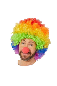 Go İthalat Rengarenk Gökkuşağı Afro Bonus Peruk Ve Kırmızı Renk Sünger Burun 120 Gr (4457)