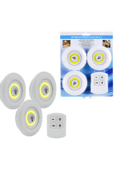 Go İthalat 3Lü Uzaktan Kumandalı Yapışkanlı Kablosuz Led Spot Lambalar (4457)