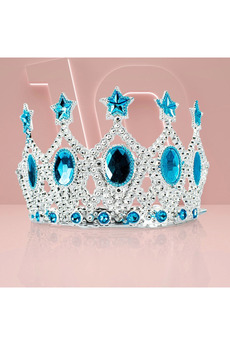 Go İthalat Çocuk Krali̇çe Tacı - Mavi̇ Yıldız Işlemeli̇ Prenses Tacı 15X7 Cm