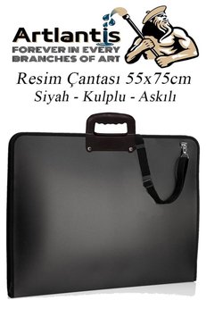 Artlantis Siyah Resim Çantası Fermuarlı Kulplu 55x75 cm 1 Adet Teknik Resim Dosya Çantası 50x70 cm Askılı Proj
