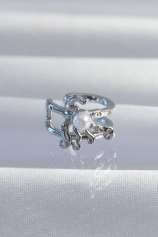 Evimdeyokyok Pirinç Gümüş Renk İncili Ahtapot Earcuff Küpe Tj-Bkp9332