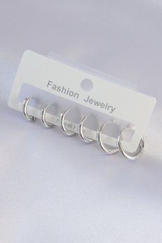 Evimdeyokyok Pirinç Gümüş Renk Oval Küpe Seti Tj-Bkp9003