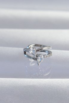 Evimdeyokyok Pirinç Gümüş Renk Zirkon Taşlı Damla Earcuff Küpe Tj-Bkp9334