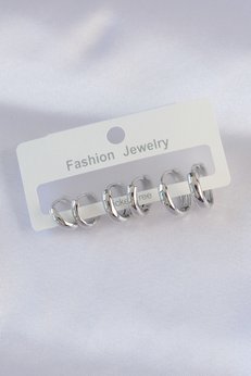 Evimdeyokyok Pirinç Gümüş Renk Oval Bombeli Küpe Seti Tj-Bkp8997