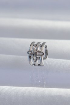 Evimdeyokyok Pirinç Gümüş Renk Yonca Earcuff Küpe Tj-Bkp9330