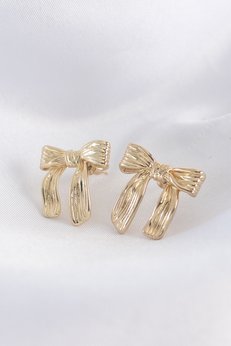 Evimdeyokyok Pirinç Gold Renk Çizgi Detay Fiyonk Küpe Tj-Bkp8934
