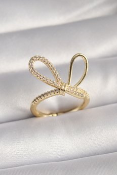 Evimdeyokyok Gold Renk Zirkon Taşlı Düğüm Model Kadın Yüzük Tj-Byk3085