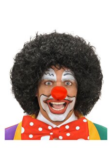 evimdeyokyok Siyah Renk Kıvırcık Afro Bonus Peruk Saç Ve Kırmızı Sünger Burun Seti Tdrtr