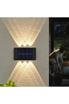 evimdeyokyok 6 Ledli Solar Duvar Lamba Dekorasyon Aydınlatma Aplik Güneş Enerji Gün Işığı 2 Li Set Tdrtr