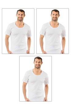 ÖZKAN underwear Özkan 0115 3'lü Paket Erkek %100 Pamuk Ribana Kumaş Esnek Rahat Geniş Yaka Kısa Kollu Fanila Atlet