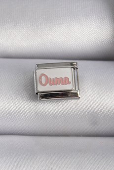 Evimdeyokyok 316L Çelik Gümüş Renk Beyaz Pembe Ouma İşlemeli Nomination Charm Tj-Bc1027
