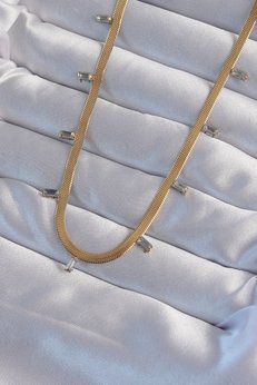Evimdeyokyok 316L Çelik Gold Renk Baget Taşlı İtalyan Zincir Kolye Tj-Bko8994