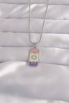 Evimdeyokyok 316L Çelik Gümüş Renk Karışık Mineli Ay Figür Tarot Kolye Tj-Bko9044