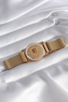 Evimdeyokyok 316L Çelik Gold Renk Mıknatıslı Hasır Zirkon Taşlı Model Kadın Bileklik Tj-Bb5820