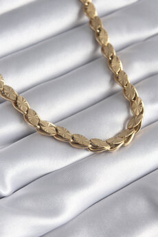Evimdeyokyok 316L Çelik Gold Renk Kesim Arpa Zincir Model Kadın Kolye Tj-Bko8285
