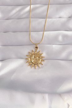 Evimdeyokyok 316L Çelik Gold Renk Güneş Figür Vintage Kolye - Tj-Bko9060