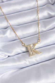 Evimdeyokyok 316L Çelik Gold Renk K Harf Model Zirkon Taşlı Kadın Kolye - Tj-Bko7712