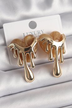 Evimdeyokyok Pirinç Gold Renk Krem Sedefli Akan Kalp Model Kadın Küpe Tj-Bkp9895