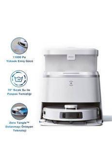 Ecovacs 11.000 Pa Emiş Gücü Otomatik Mop Yıkama Çöp İstasyonlu Akıllı Robot Süpürge