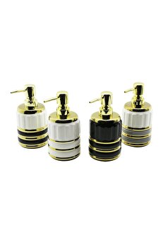 Go İthalat Şi̇şe Gold Kapak - Boğum Serami̇k Sıvı Sabunluk 7.5X10.5Cm (4457)