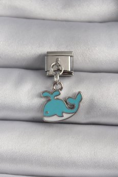 Evimdeyokyok 316L Çelik Gümüş Renk Sallantı Mavi Balina Model Nomination Charm Tj-Bc1106