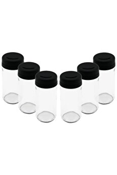 Go İthalat 6 Pcs Cam - 225Ml Baharatlık - Tuzluk Plasti̇k Kapak (4130)