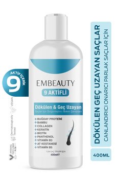 Embeauty 9 Aktifli Saç Dökülmesine Karşı Hızlı Saç Uzatan & Onarıcı Dolgunlaştırıcı Besleyici Şampuan 400 ML