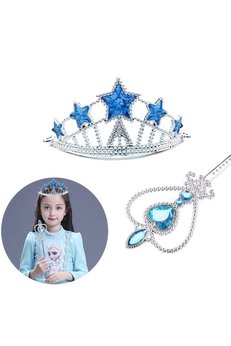 Evimdeyokyok Karlar Ülkesi Elsa Yıldız Mavi Taç Ve Elsa Asa Seti 2 Parça