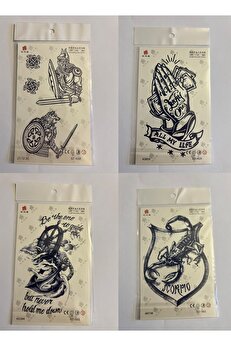 Ai̇rbrush Tattoo Akrep Savaş 3 Hafta Kalıcı 4 Adet Bi̇rden Yapıştırma Geçi̇ci̇ Dövme Yarı Kalıcı Dövmeler