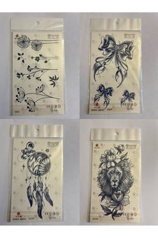 Airbrush Tattoo Çiçekler 3 Hafta Kalıcı 4 Adet Birden Yapıştırma Geçici Dövme Yarı Kalıcı Dövmeler