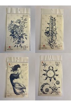 Airbrush Tattoo Güneş Deniz 3 Hafta Kalıcı 4 Adet Birden Yapıştırma Geçici Dövme Yarı Kalıcı Dövmeler